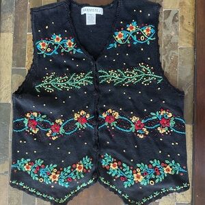 Black Embroidered‎ Women's Vest